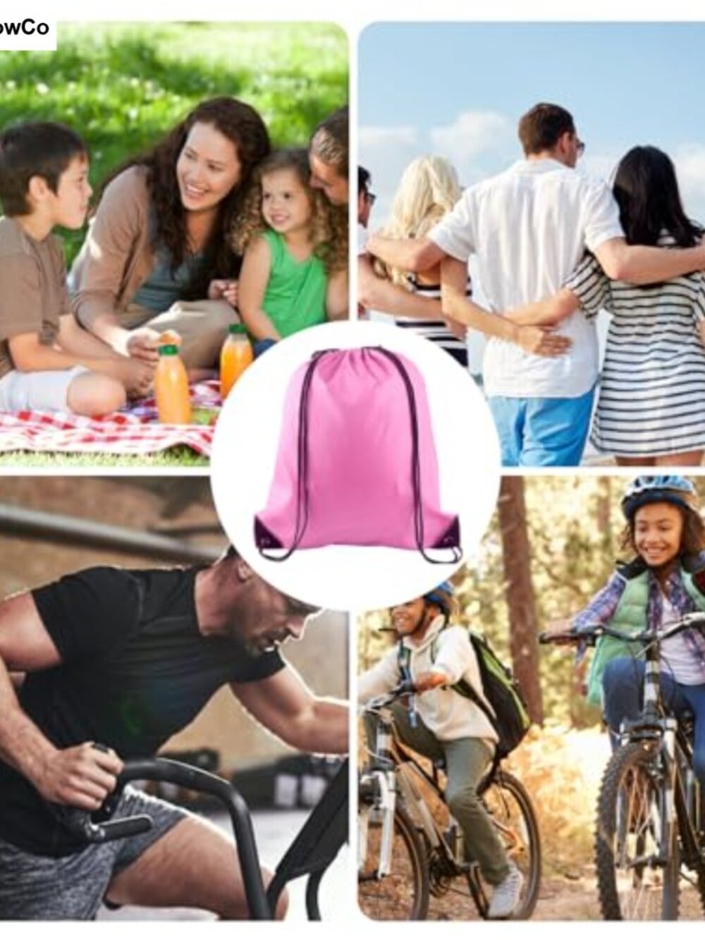 2 Pack Drawstring Backpack Bags Polyester Gym String Bag - Picture 5 of 5